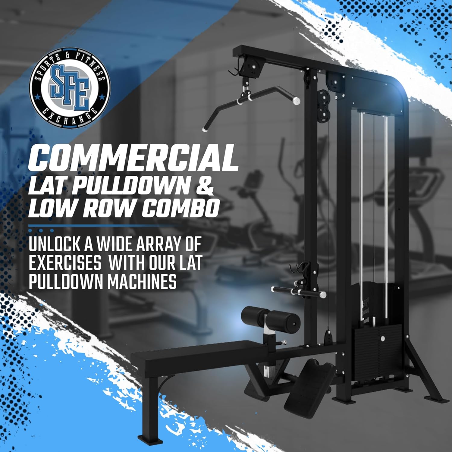 SFE Commercial Lat Pulldown & Low Row Combo with 250lb Weight Stack
