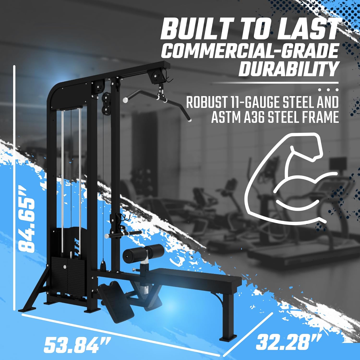 SFE Commercial Lat Pulldown & Low Row Combo with 250lb Weight Stack