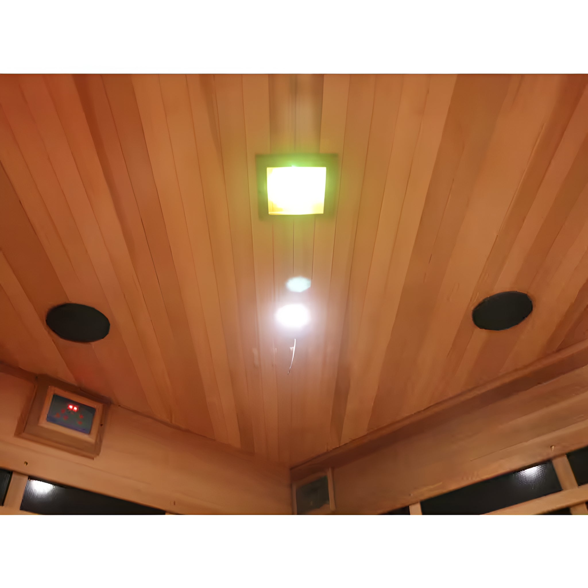 Sunray Saunas 4-Person Cedar Corner Infrared Sauna with Bluetooth Speakers and Carbon Heaters