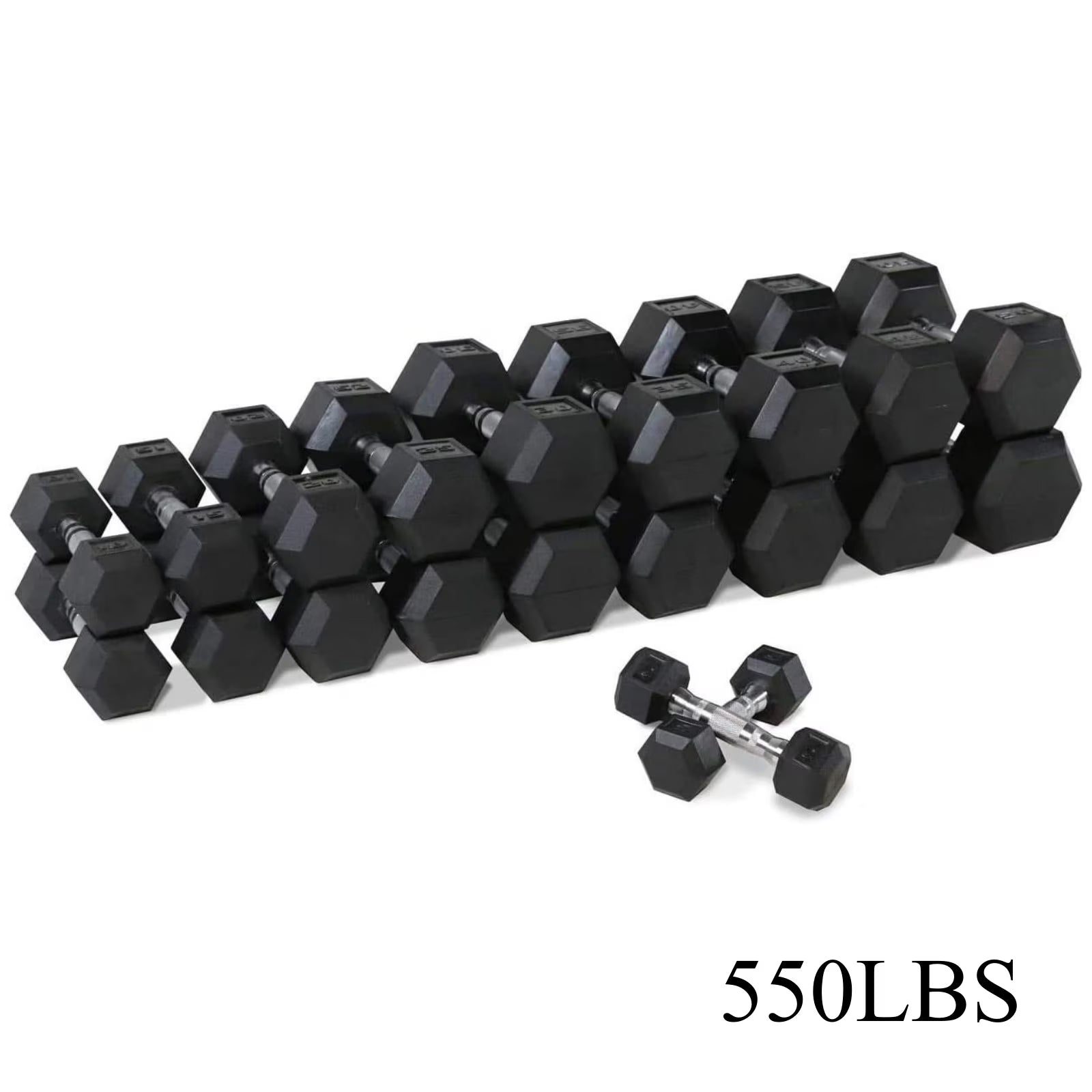 5–50 Lbs Dumbbells Weight Set (10 Pairs), 550 Lbs Hex Dumbbell Sets, Gyms Weights Dumbbells Sets, Weight Set for Home Gym, Strength Training