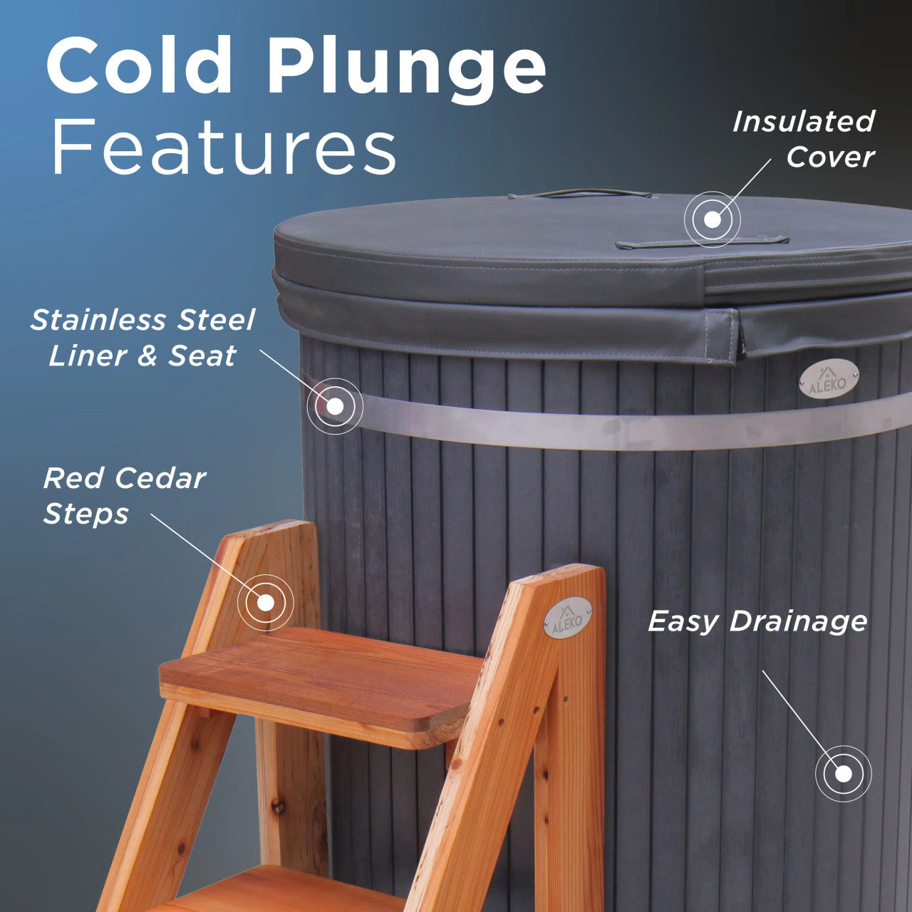ALEKO Lumina Vertical Cold Plunge & 1 HP Chiller/Heater Kit