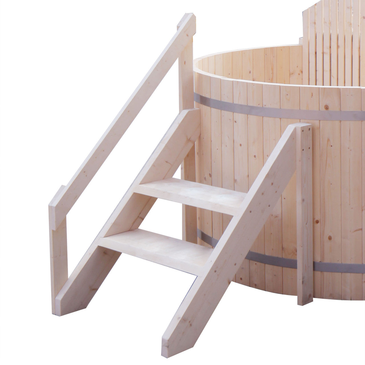 ALEKO Round Pine Wood-Fired Hot Tub & Cold Plunge Tub with Internal Stove