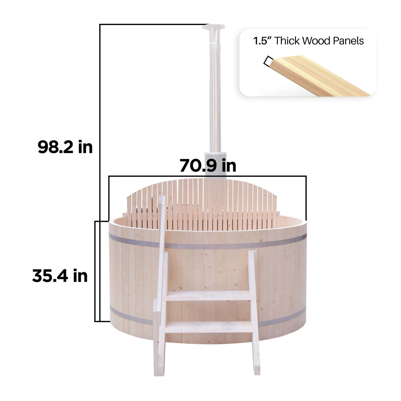 ALEKO Round Pine Wood-Fired Hot Tub & Cold Plunge Tub with Internal Stove