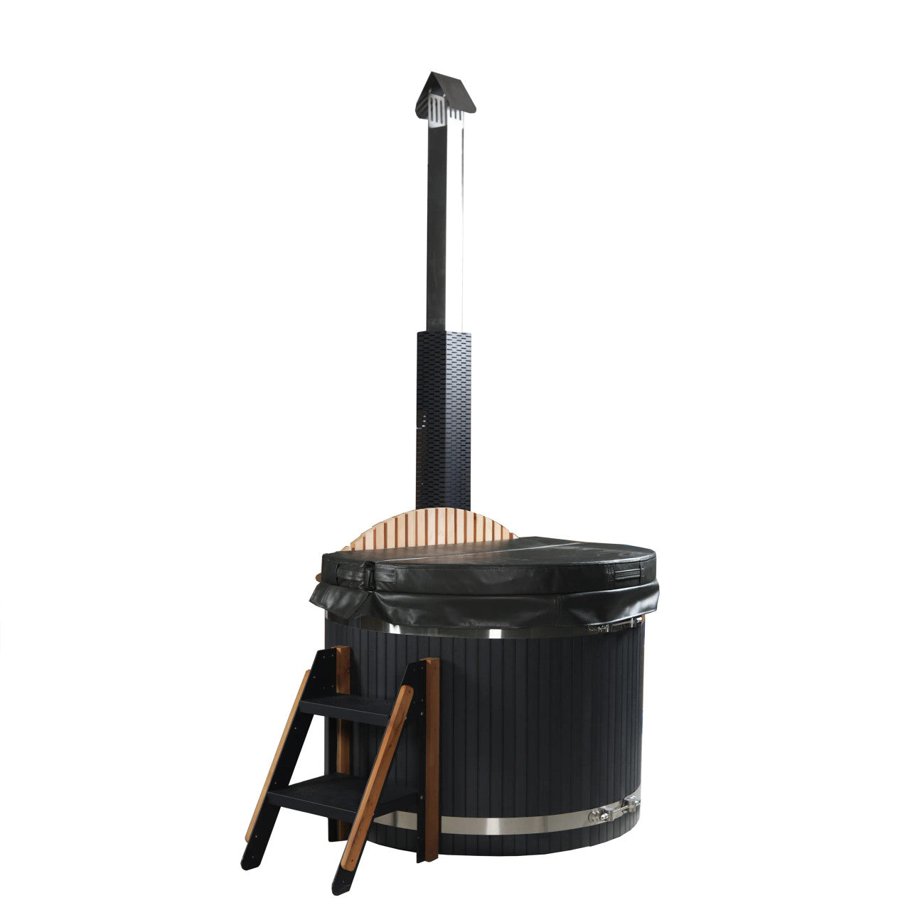 ALEKO Round Stainless Steel Hot Tub & Cold Plunge Tub with Integrated Wood-Fired Heater