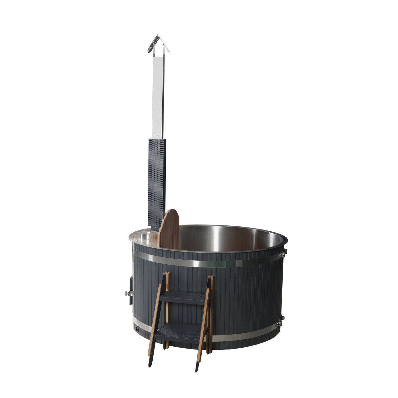 ALEKO Round Stainless Steel Hot Tub & Cold Plunge Tub with External Wood-Fired Heater