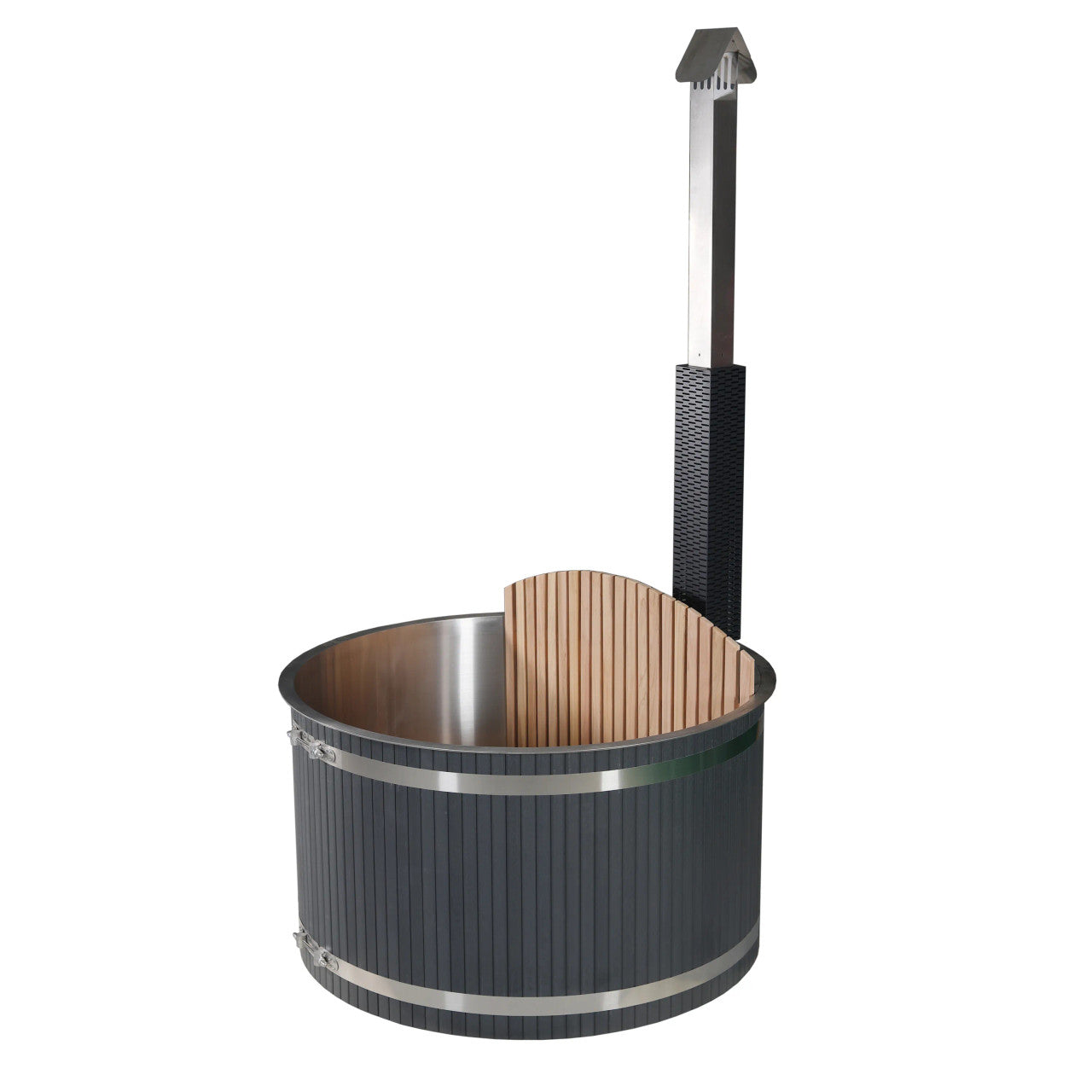ALEKO Round Stainless Steel Hot Tub & Cold Plunge Tub with External Wood-Fired Heater