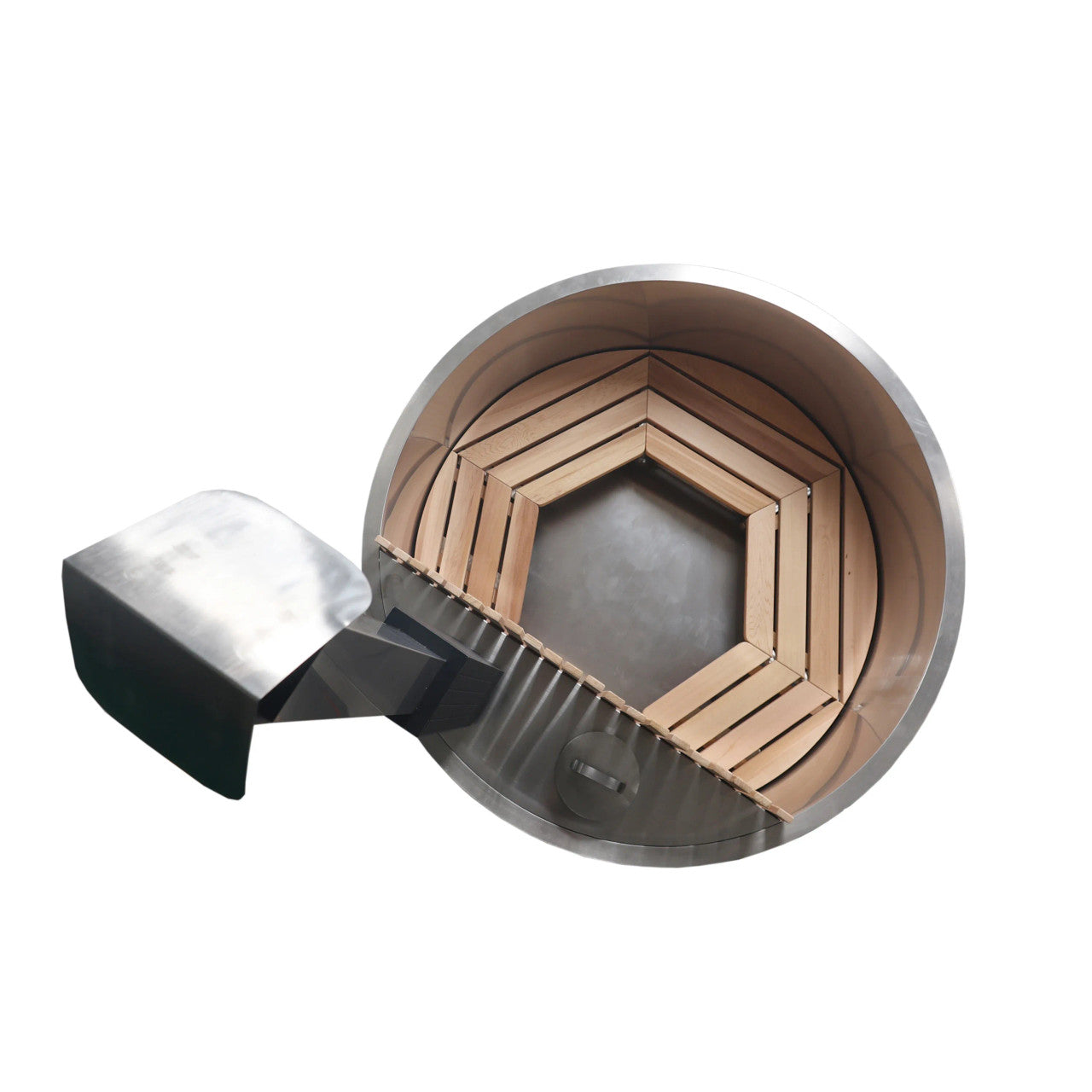 ALEKO Round Stainless Steel Hot Tub & Cold Plunge Tub with External Wood-Fired Heater
