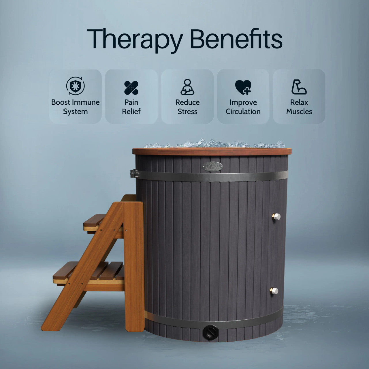 ALEKO Outdoor Wooden Ice Bath & Cold Plunge Tub