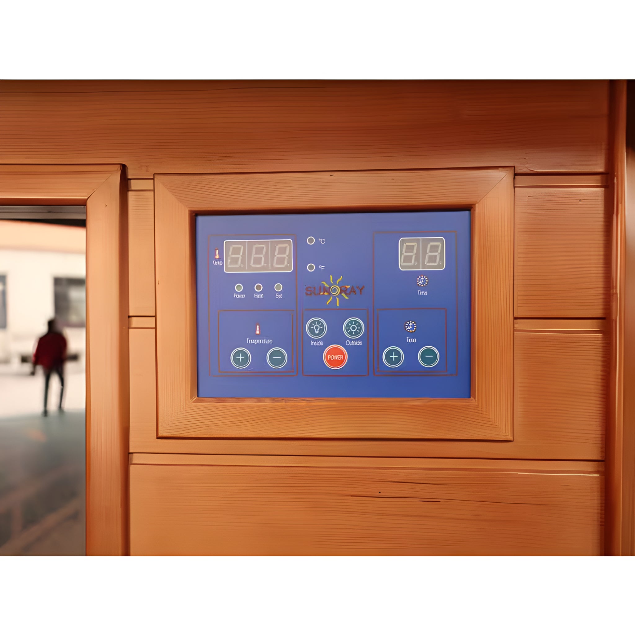 Sunray Saunas 4-Person Cedar Corner Infrared Sauna with Bluetooth Speakers and Carbon Heaters