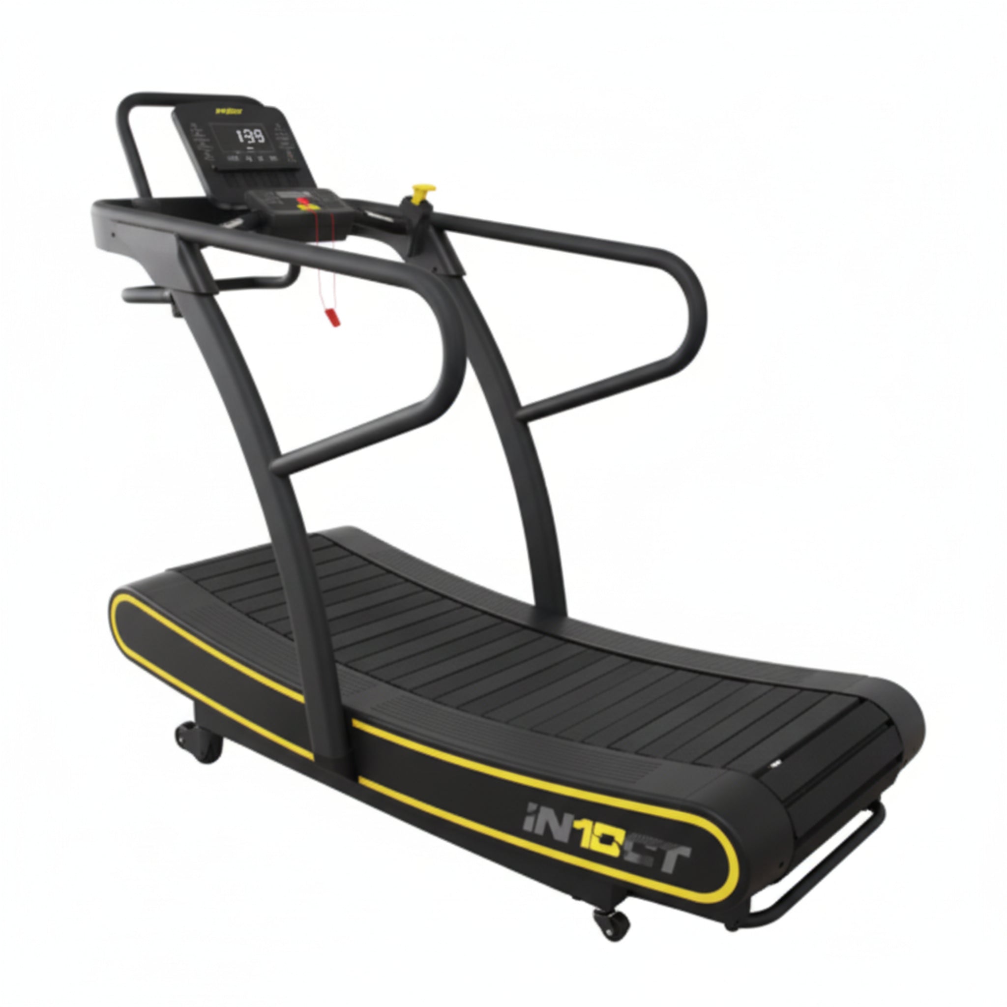 IN10CT Manual Curved Exercise Treadmill with 10 Magnetic Resistance Levels, 400 lb Capacity, Black and Yellow