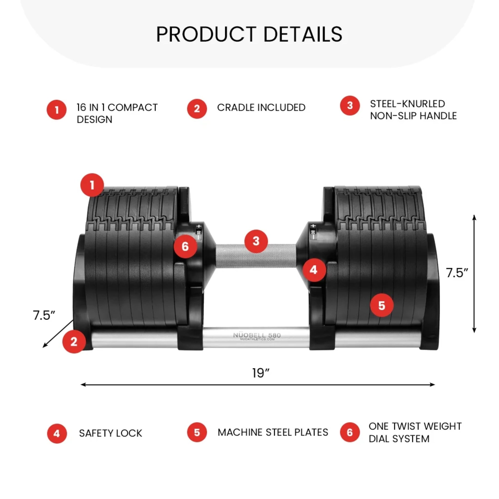 Nuobell Adjustable Dumbbells Pair 5–80 lb for Home Gym Strength Training, Twist Handle Weight Adjustment