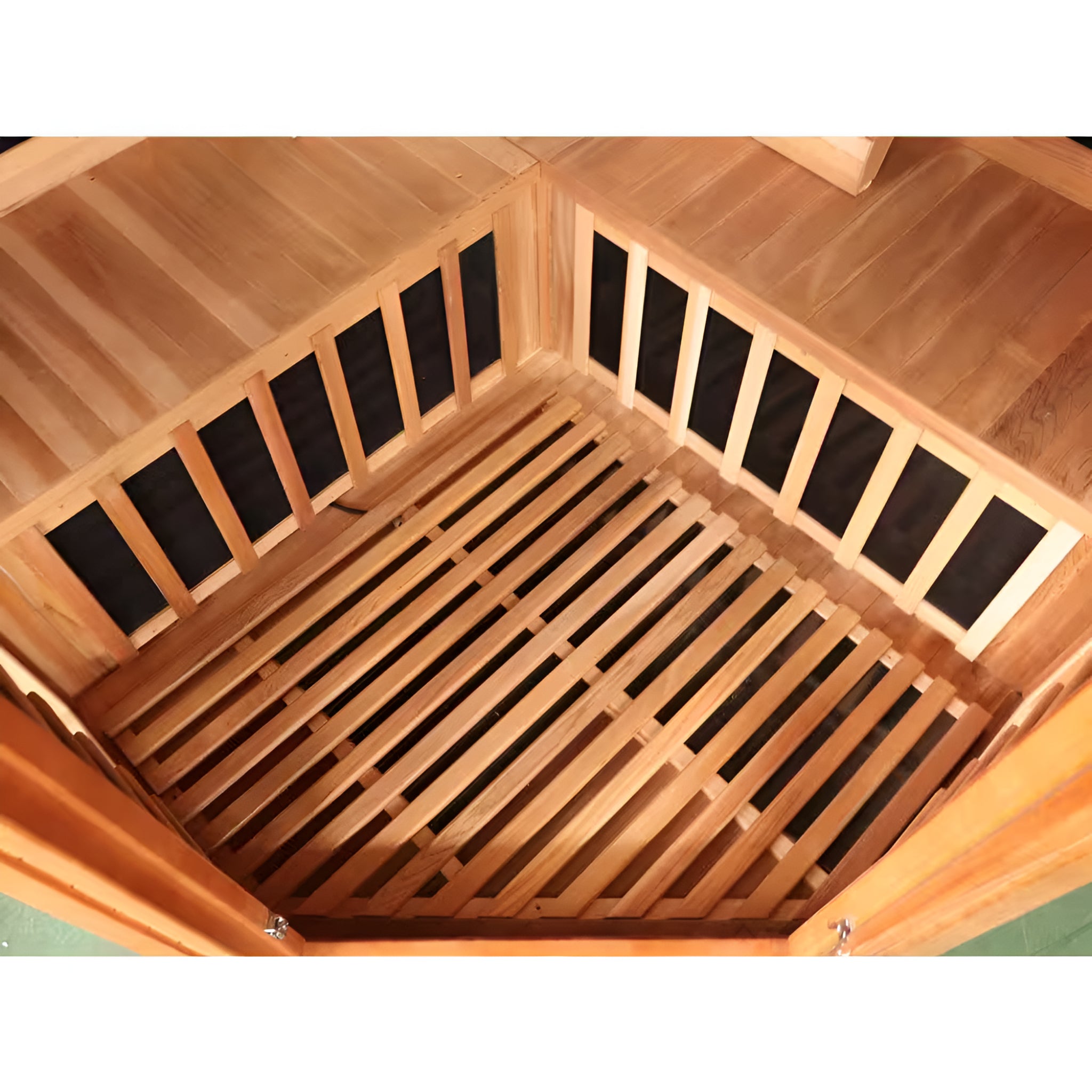 Sunray Saunas 4-Person Cedar Corner Infrared Sauna with Bluetooth Speakers and Carbon Heaters