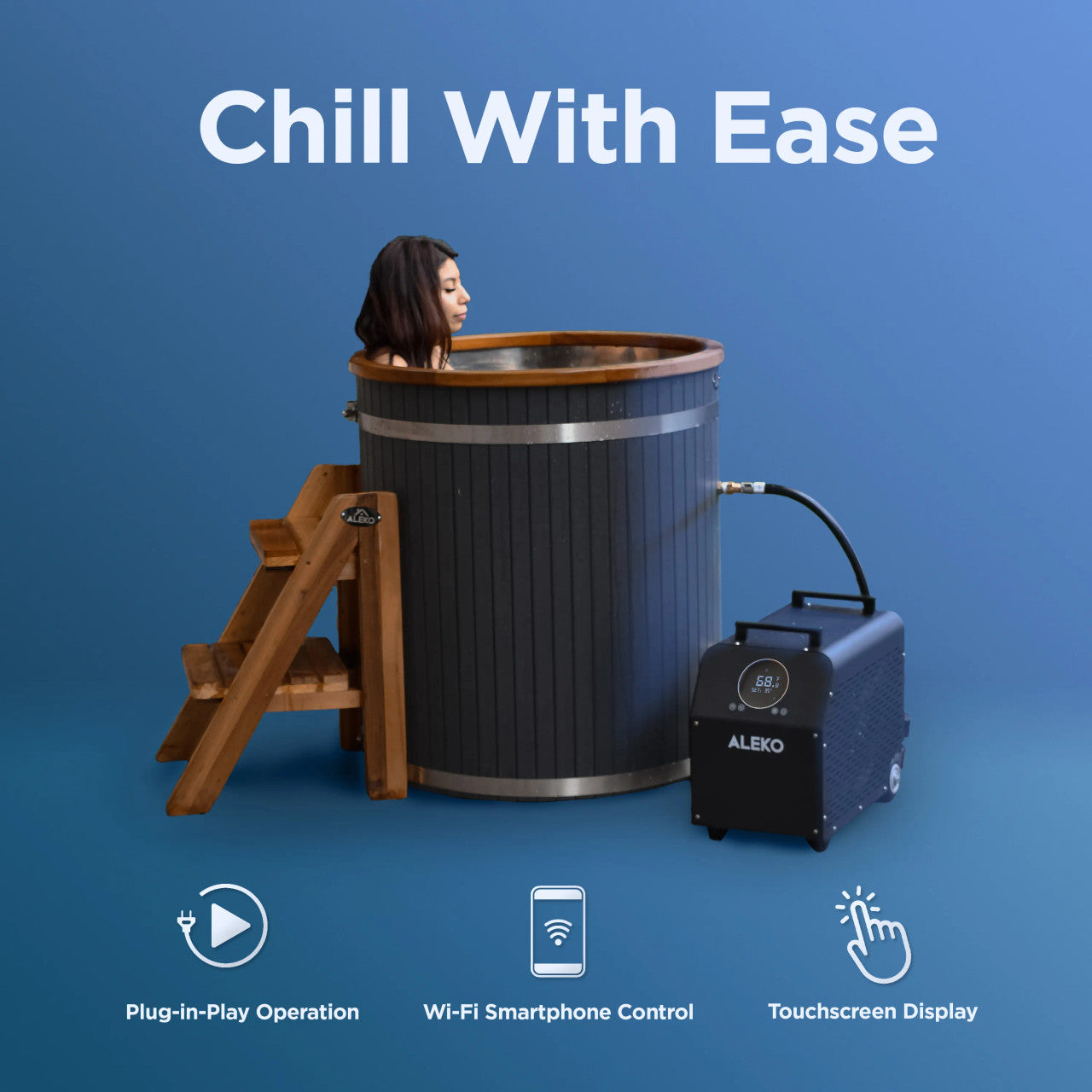 ALEKO Lumina Vertical Cold Plunge & 1 HP Chiller/Heater Kit