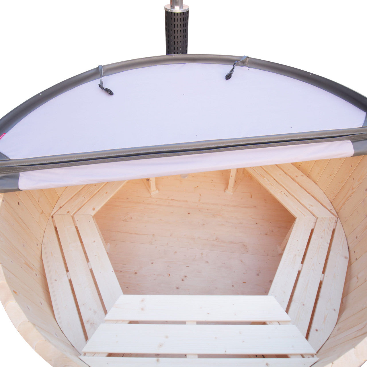 ALEKO Round Pine Wood-Fired Hot Tub & Cold Plunge Tub