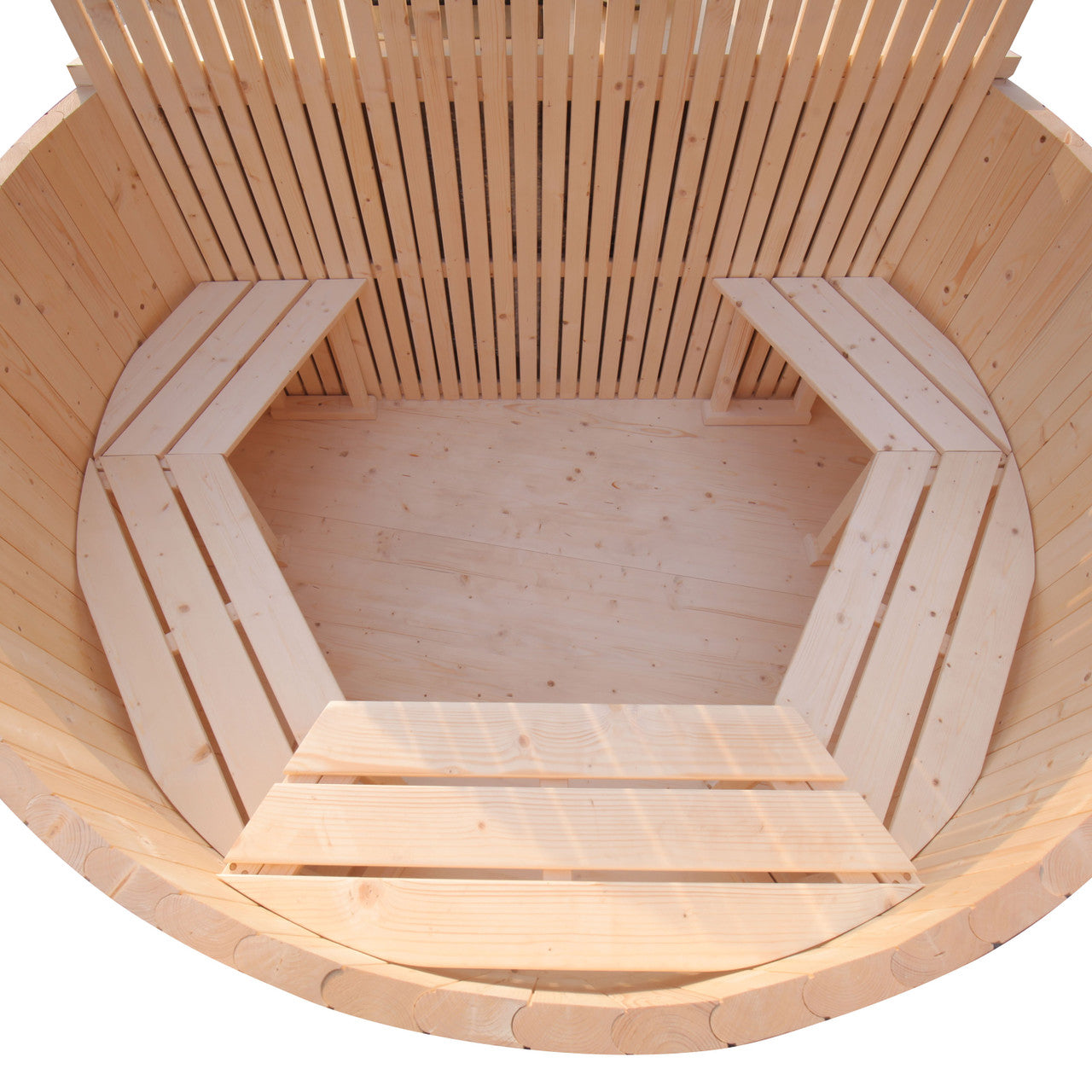 ALEKO Round Pine Wood-Fired Hot Tub & Cold Plunge Tub with Internal Stove