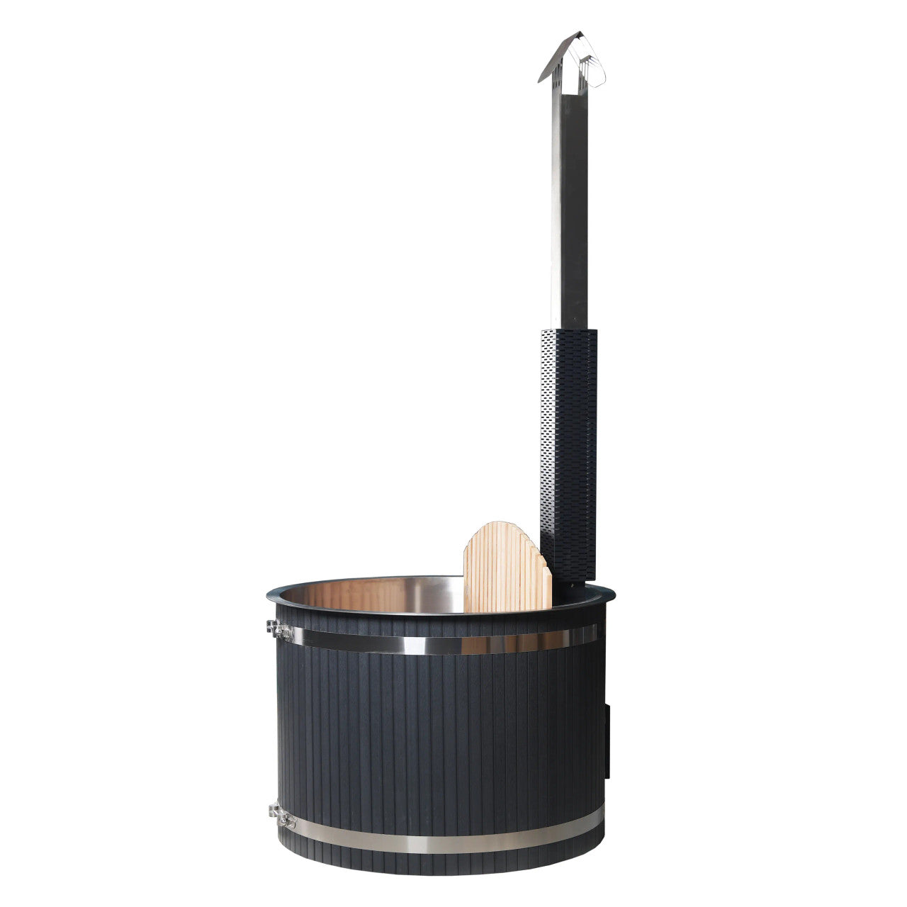 ALEKO Round Stainless Steel Hot Tub & Cold Plunge Tub with Integrated Wood-Fired Heater
