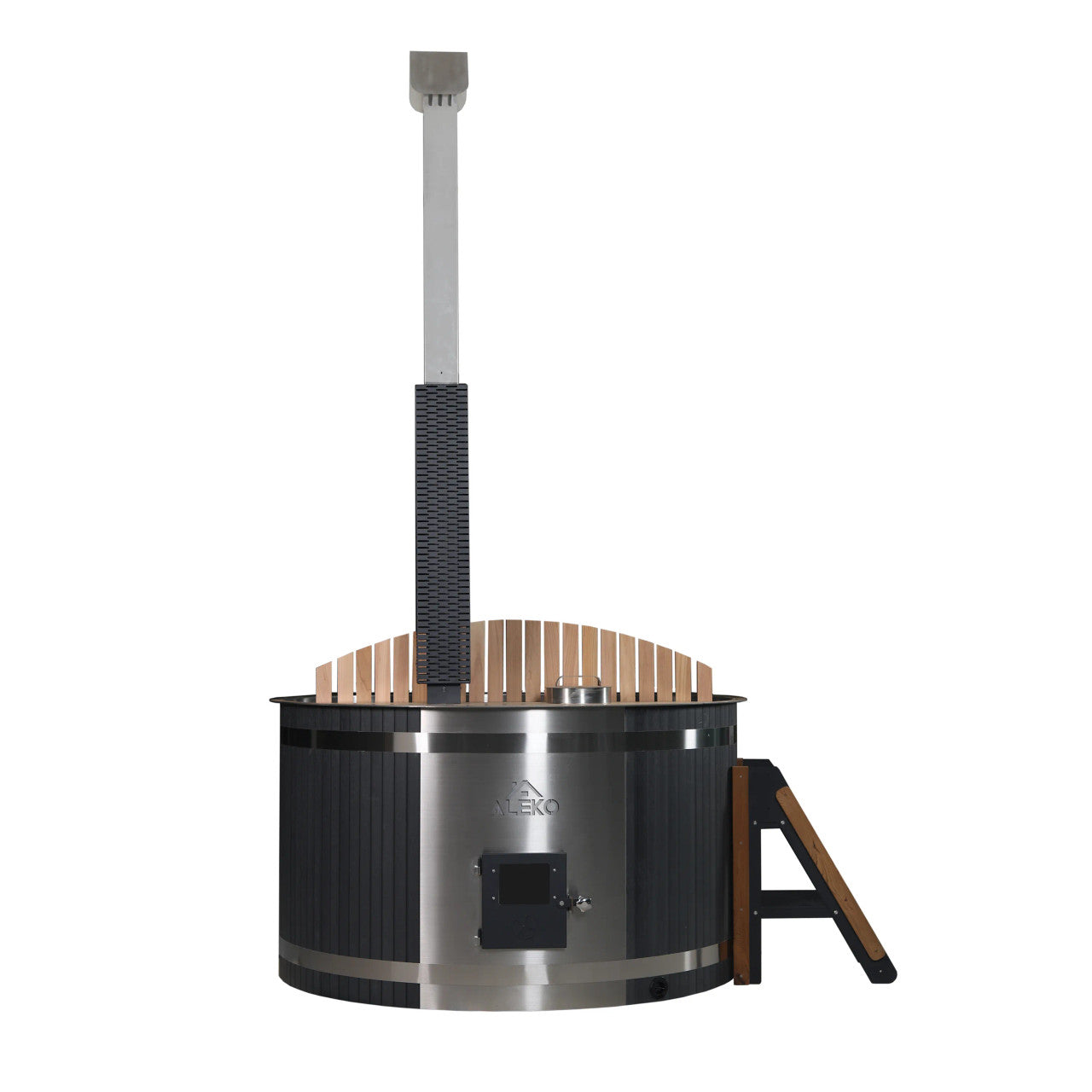ALEKO Round Stainless Steel Hot Tub & Cold Plunge Tub with External Wood-Fired Heater